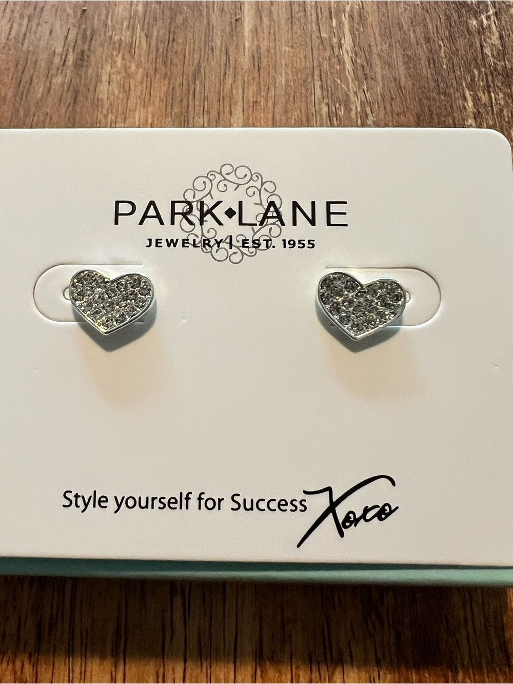 Park Lane DAINTY Earrings, Heart Crystal Stud Earrings, Silver, NWT
